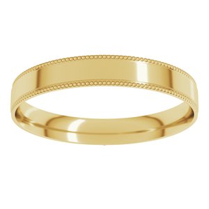 18K Yellow Gold 3 mm Stepped Edge Milgrain Flat Comfort Fit Edge Band Size 8.5