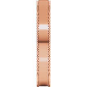 10K Yellow Or White Or Rose Gold Milgrain Stepped-Edge Comfort-Fit Flat Band