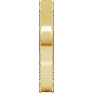 14K Yellow Or White Or Rose Gold Milgrain Stepped-Edge Comfort-Fit Flat Band