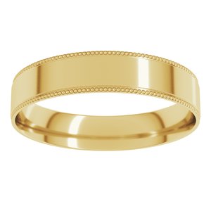 18K Yellow Or White Or Rose Gold Milgrain Stepped-Edge Comfort-Fit Flat Band