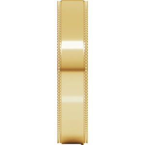 18K Yellow Or White Or Rose Gold Milgrain Stepped-Edge Comfort-Fit Flat Band