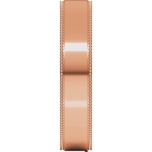 10K Yellow Or White Or Rose Gold Milgrain Stepped-Edge Comfort-Fit Flat Band