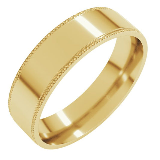 14K Yellow Or White Gold  Or Sterling Silver Standard Comfort-Fit Milgrain Flat Band