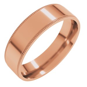 18K Yellow Or White Or Rose Gold Milgrain Stepped-Edge Comfort-Fit Flat Band