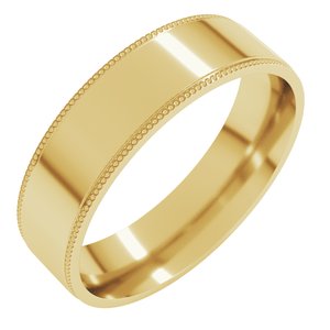 18K Yellow Or White Or Rose Gold Milgrain Stepped-Edge Comfort-Fit Flat Band