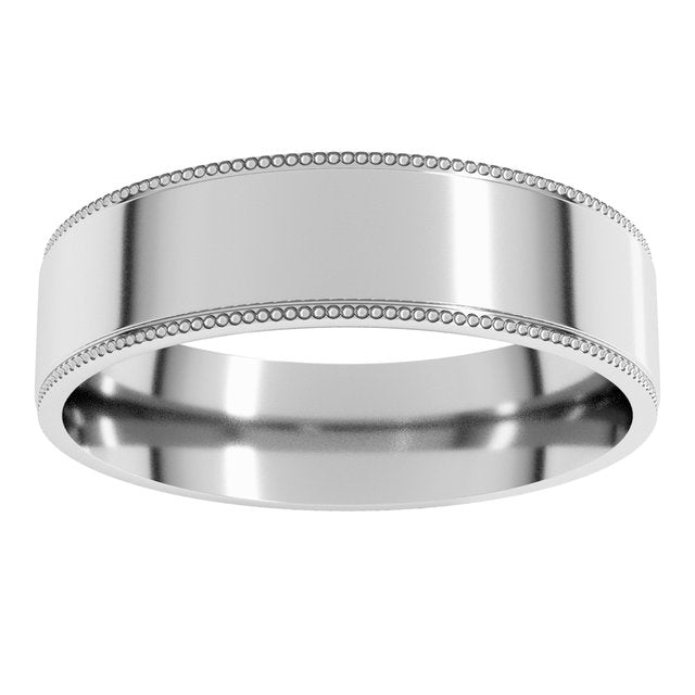 14K Yellow Or White Gold  Or Sterling Silver Standard Comfort-Fit Milgrain Flat Band