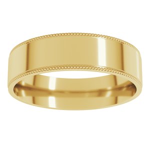 18K Yellow Or White Or Rose Gold Milgrain Stepped-Edge Comfort-Fit Flat Band