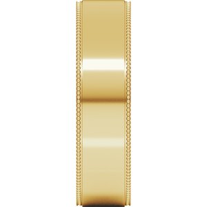 10K Yellow Or White Or Rose Gold Milgrain Stepped-Edge Comfort-Fit Flat Band