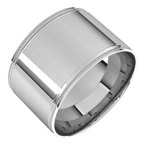 18K Yellow Or White Or Rose Gold Milgrain Stepped-Edge Comfort-Fit Flat Band
