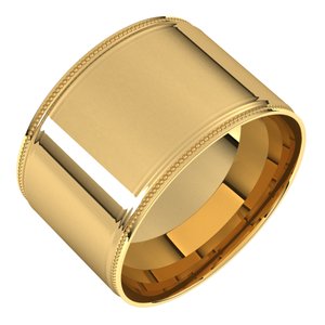 14K Yellow Or White Or Rose Gold Milgrain Stepped-Edge Comfort-Fit Flat Band