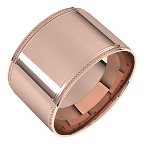 14K Yellow Or White Or Rose Gold Milgrain Stepped-Edge Comfort-Fit Flat Band