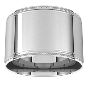 Continuum Sterling Silver Milgrain Stepped-Edge Comfort-Fit Flat Band