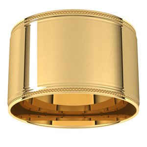 10K Yellow Or White Or Rose Gold Milgrain Stepped-Edge Comfort-Fit Flat Band