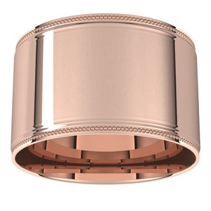 10K Yellow Or White Or Rose Gold Milgrain Stepped-Edge Comfort-Fit Flat Band