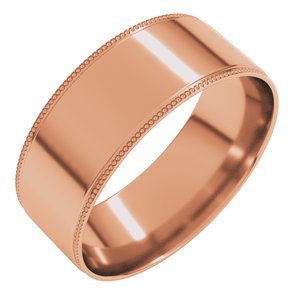 10K Yellow Or White Or Rose Gold Milgrain Stepped-Edge Comfort-Fit Flat Band