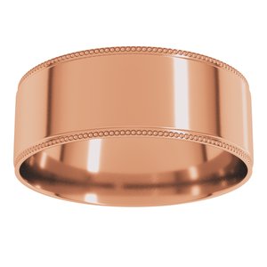 10K Yellow Or White Or Rose Gold Milgrain Stepped-Edge Comfort-Fit Flat Band