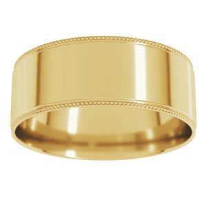 14K Yellow Or White Or Rose Gold Milgrain Stepped-Edge Comfort-Fit Flat Band