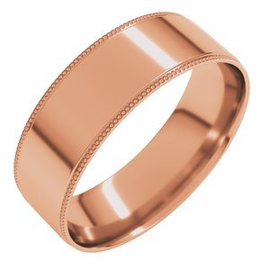 10K Yellow Or White Or Rose Gold Milgrain Stepped-Edge Comfort-Fit Flat Band