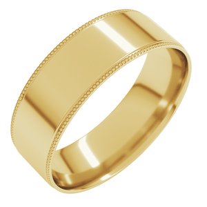 14K Yellow Or White Or Rose Gold Milgrain Stepped-Edge Comfort-Fit Flat Band