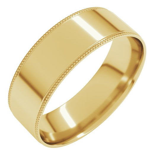 10K Yellow Gold 6 Mm Standard Comfort-Fit Milgrain Flat Band, Size 9.5