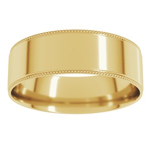 10K Yellow Or White Or Rose Gold Milgrain Stepped-Edge Comfort-Fit Flat Band