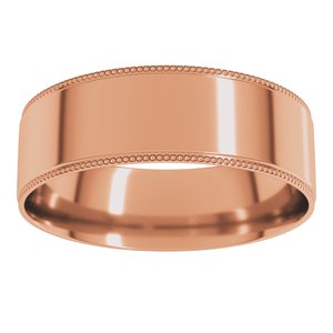 10K Yellow Or White Or Rose Gold Milgrain Stepped-Edge Comfort-Fit Flat Band