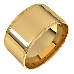 10K Yellow Gold Stepped Edge Milgrain Flat Comfort Fit Edge Band
