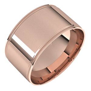 10K Yellow Or White Or Rose Gold Milgrain Stepped-Edge Comfort-Fit Flat Band