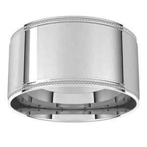 10K Yellow Or White Or Rose Gold Milgrain Stepped-Edge Comfort-Fit Flat Band