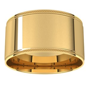 18K Yellow Or White Or Rose Gold Milgrain Stepped-Edge Comfort-Fit Flat Band