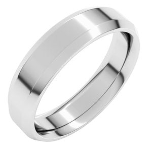 14K Yellow Or White Or Rose Gold Or Sterling Silver Or Platinum 5 mm Beveled-Edge Comfort-Fit Band