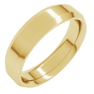 18K Yellow Or White Or Rose Gold Beveled-Edge Comfort-Fit Flat Band