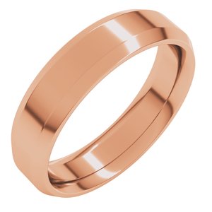 14K Rose Gold 5 mm Beveled-Edge Comfort-Fit Flat Band Size 11