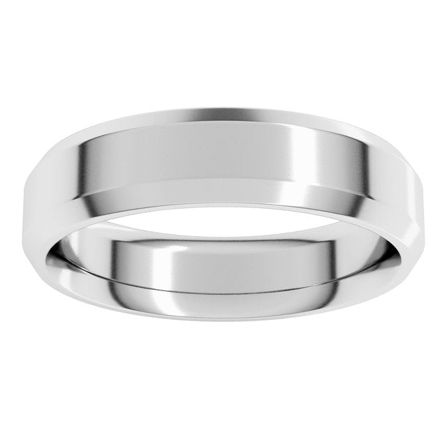 14K Yellow Or White Gold Or Platinum Or Sterling Silver Or Palladium Standard Weight Beveled-Edge Comfort-Fit Band