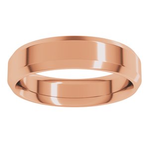 18K Yellow Or White Or Rose Gold Beveled-Edge Comfort-Fit Flat Band