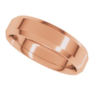 14K Rose Gold 5 mm Beveled-Edge Comfort-Fit Flat Band Size 11