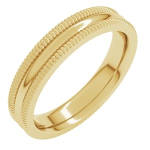 10K Yellow Or White Or Rose Gold Extra Large Milgrain Comfort-Fit Half Round Band