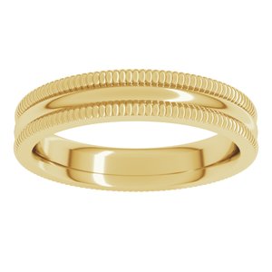 10K Yellow Or White Or Rose Gold Extra Large Milgrain Comfort-Fit Half Round Band
