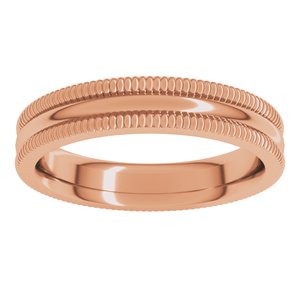 10K Yellow Or White Or Rose Gold Extra Large Milgrain Comfort-Fit Half Round Band