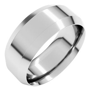 18K Yellow Or White Or Rose Gold Beveled-Edge Comfort-Fit Flat Band