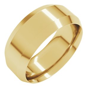 18K Yellow Or White Or Rose Gold Beveled-Edge Comfort-Fit Flat Band