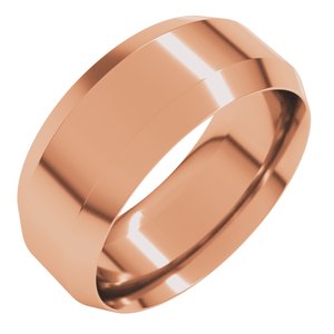 18K Yellow Or White Or Rose Gold Beveled-Edge Comfort-Fit Flat Band