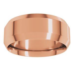 18K Yellow Or White Or Rose Gold Beveled-Edge Comfort-Fit Flat Band