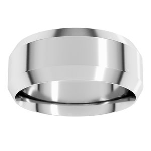 18K Yellow Or White Or Rose Gold Beveled-Edge Comfort-Fit Flat Band