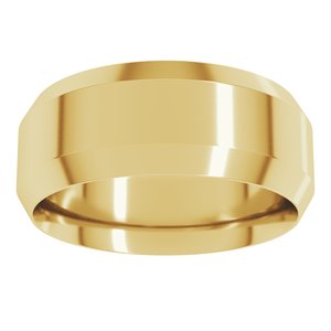 18K Yellow Or White Or Rose Gold Beveled-Edge Comfort-Fit Flat Band
