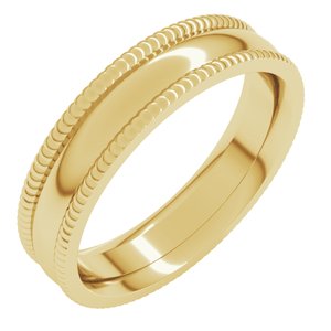 10K Yellow Or White Or Rose Gold Extra Large Milgrain Comfort-Fit Half Round Band