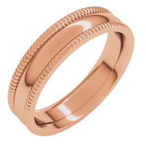10K Yellow Or White Or Rose Gold Extra Large Milgrain Comfort-Fit Half Round Band