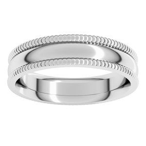 10K Yellow Or White Or Rose Gold Extra Large Milgrain Comfort-Fit Half Round Band