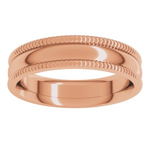 10K Yellow Or White Or Rose Gold Extra Large Milgrain Comfort-Fit Half Round Band