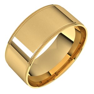 10K Yellow Or White Or Rose Gold Milgrain Stepped-Edge Comfort-Fit Flat Band